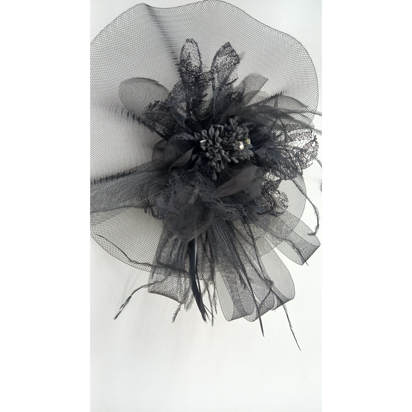 Fascinator Medium Black w Lace