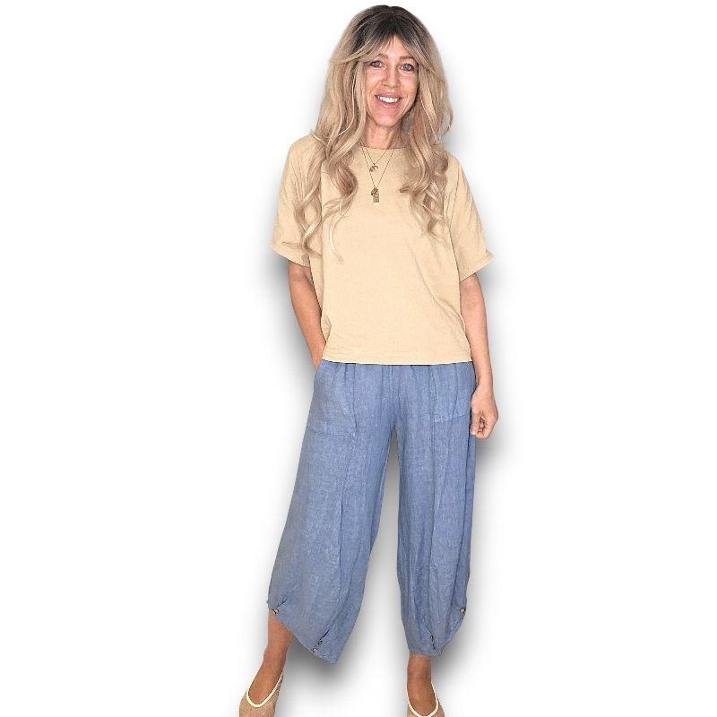 Mini Button Linen Pants