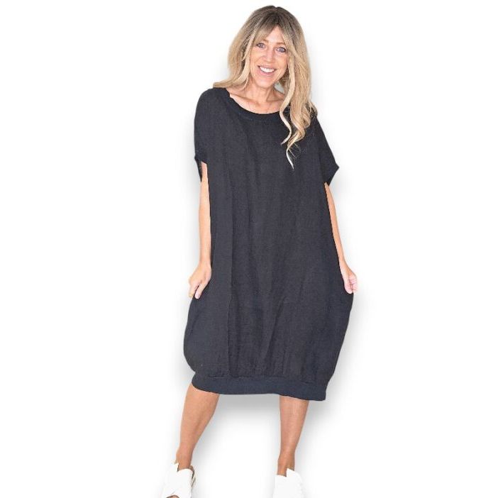 Helga May Plain Elastic Hem Dress