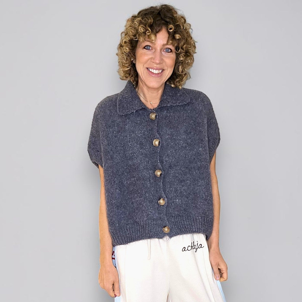 Collar Mohair Blend Vest