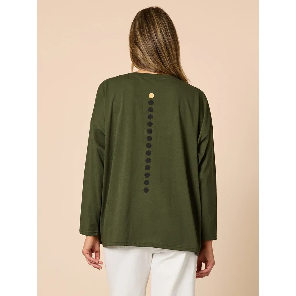 Elise Khaki Spot Top C48700