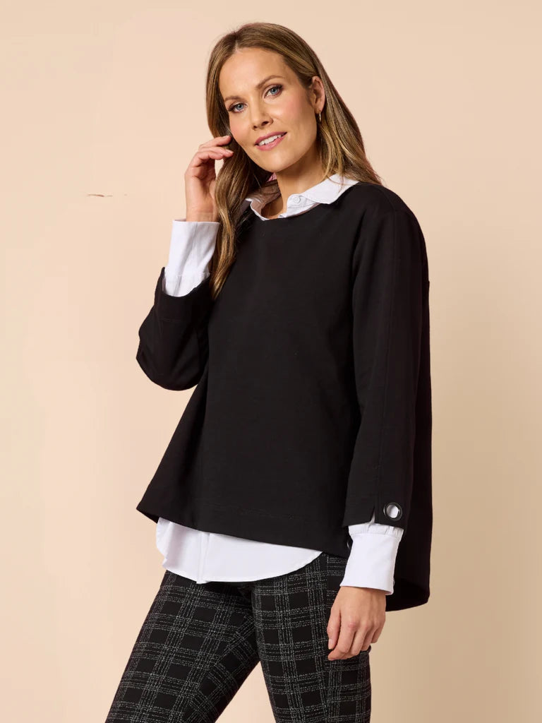 Provence Black Eyelet Top C49269