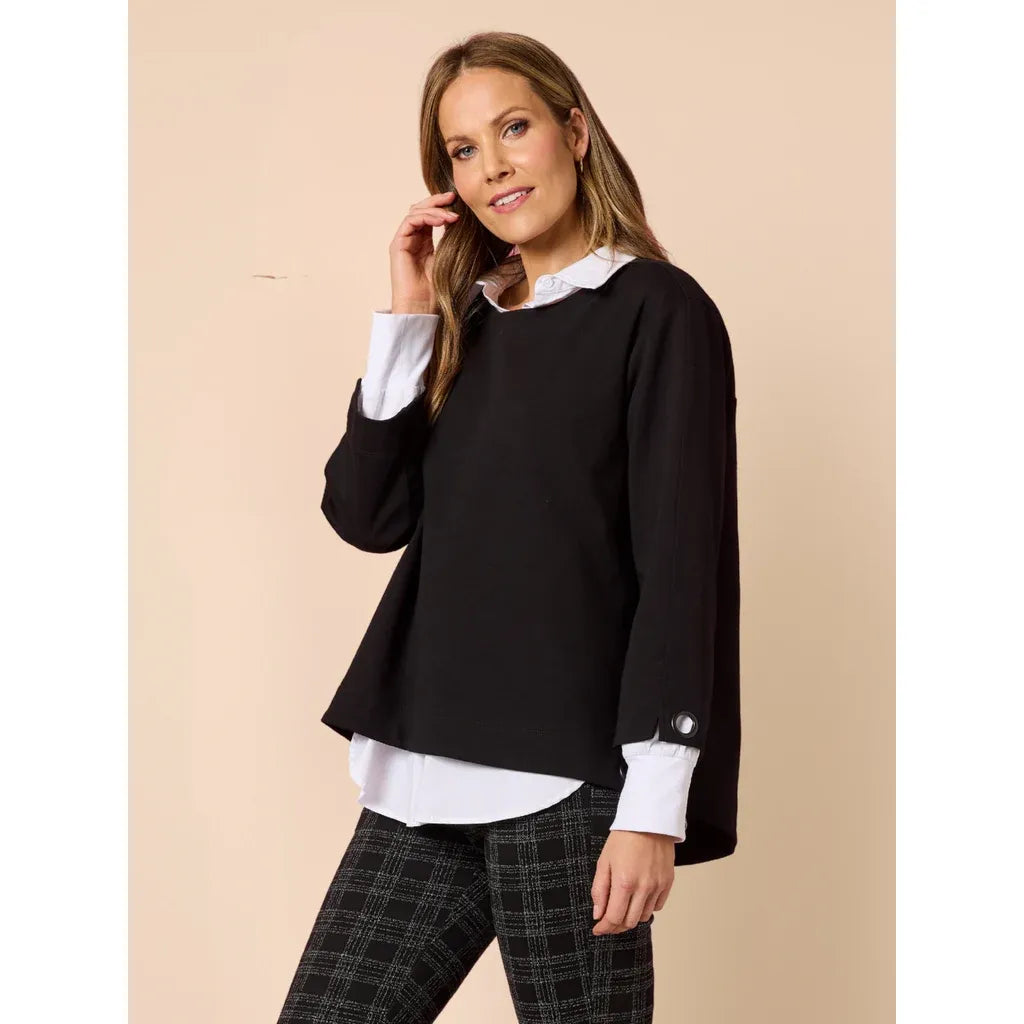 Provence Black Eyelet Top C49269