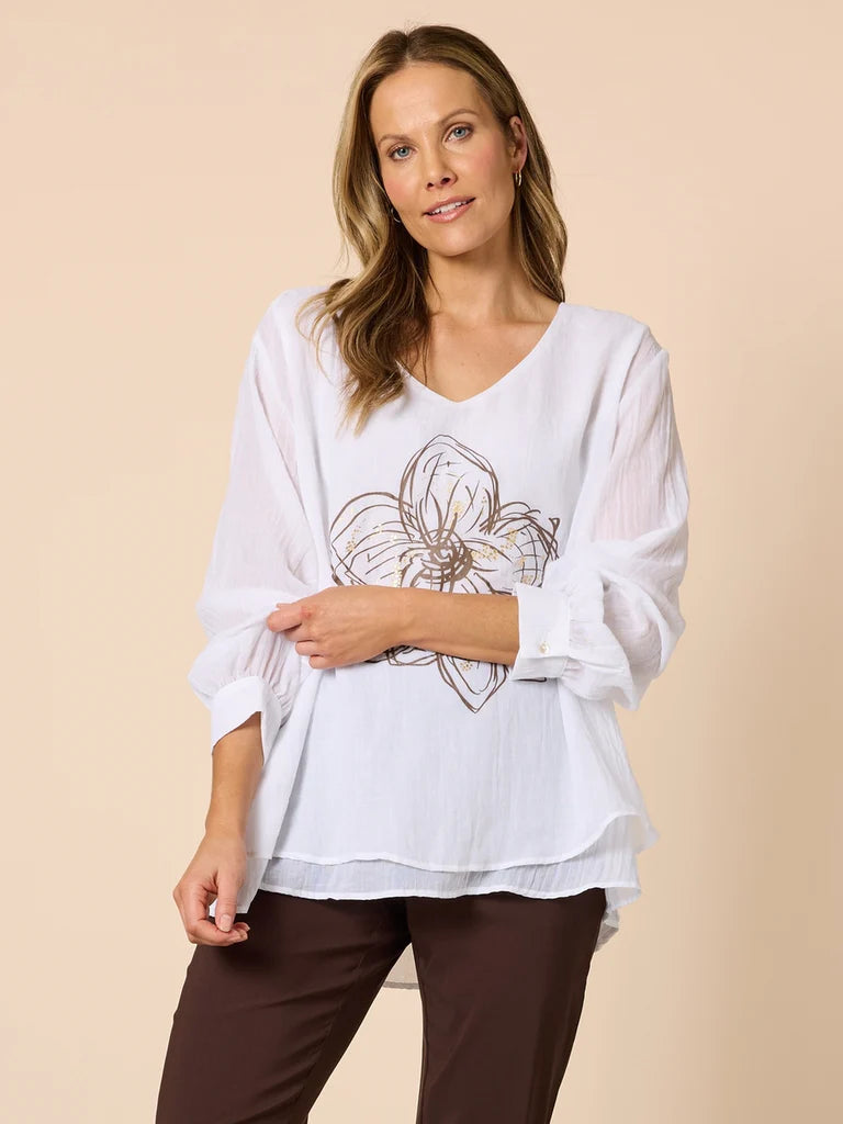 Fleur Flower Print Top C49344