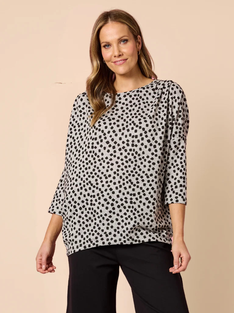 Clara Spot Grey Marle Top C49392