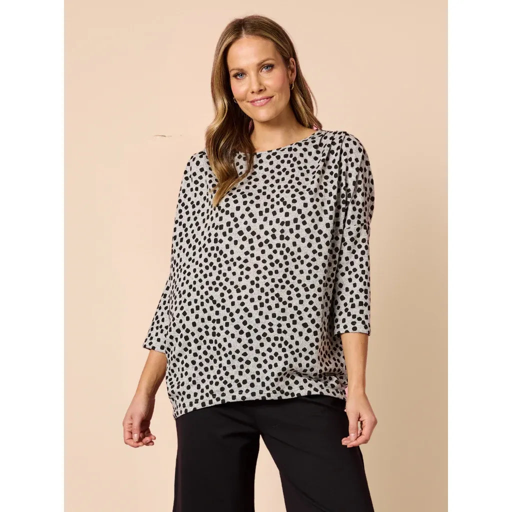 Clara Spot Grey Marle Top C49392