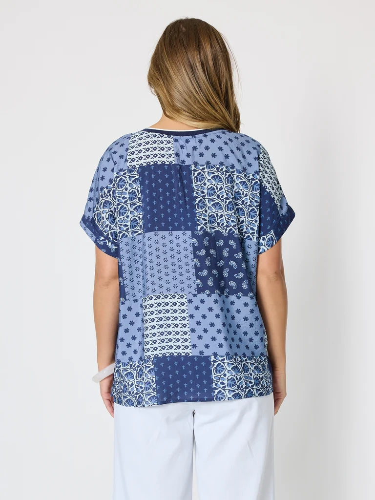 Costa Mesa Navy Print Top T49765