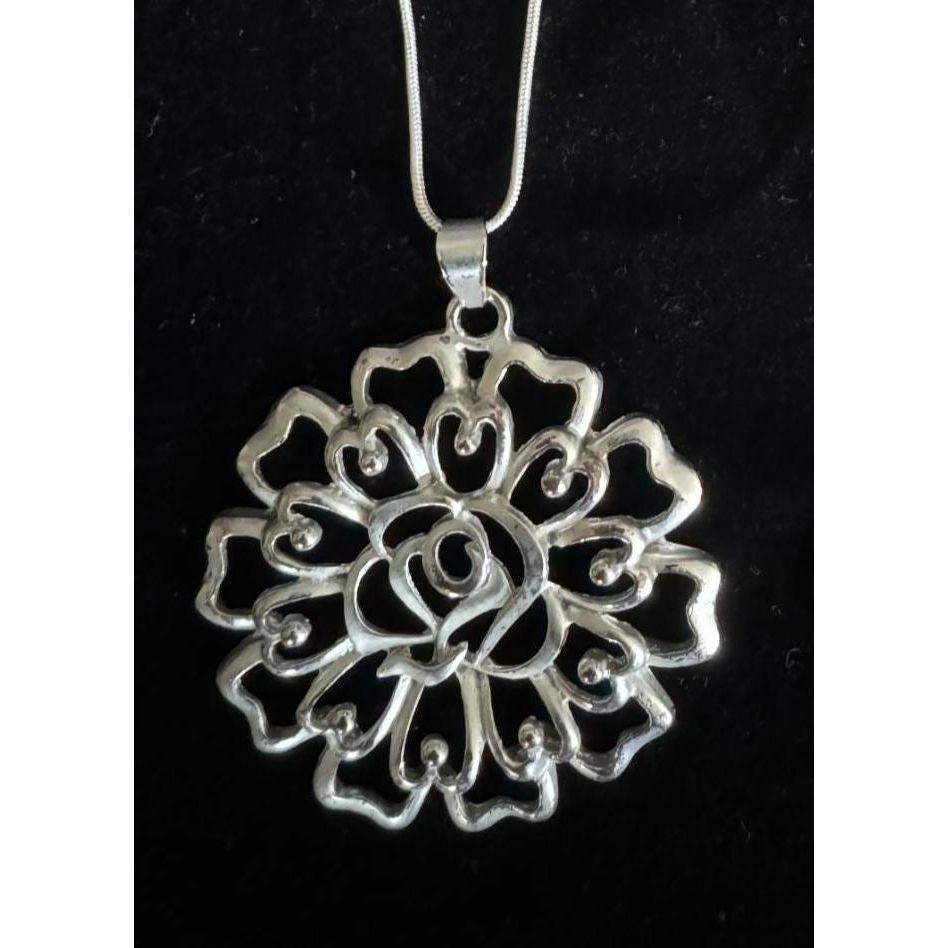 Silver Rose Necklace
