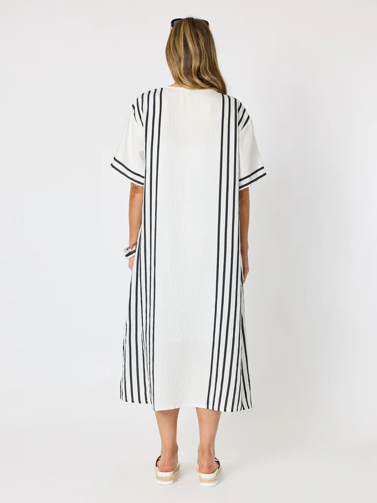 Sevilla Wht/Blk Stripe Dress C50081