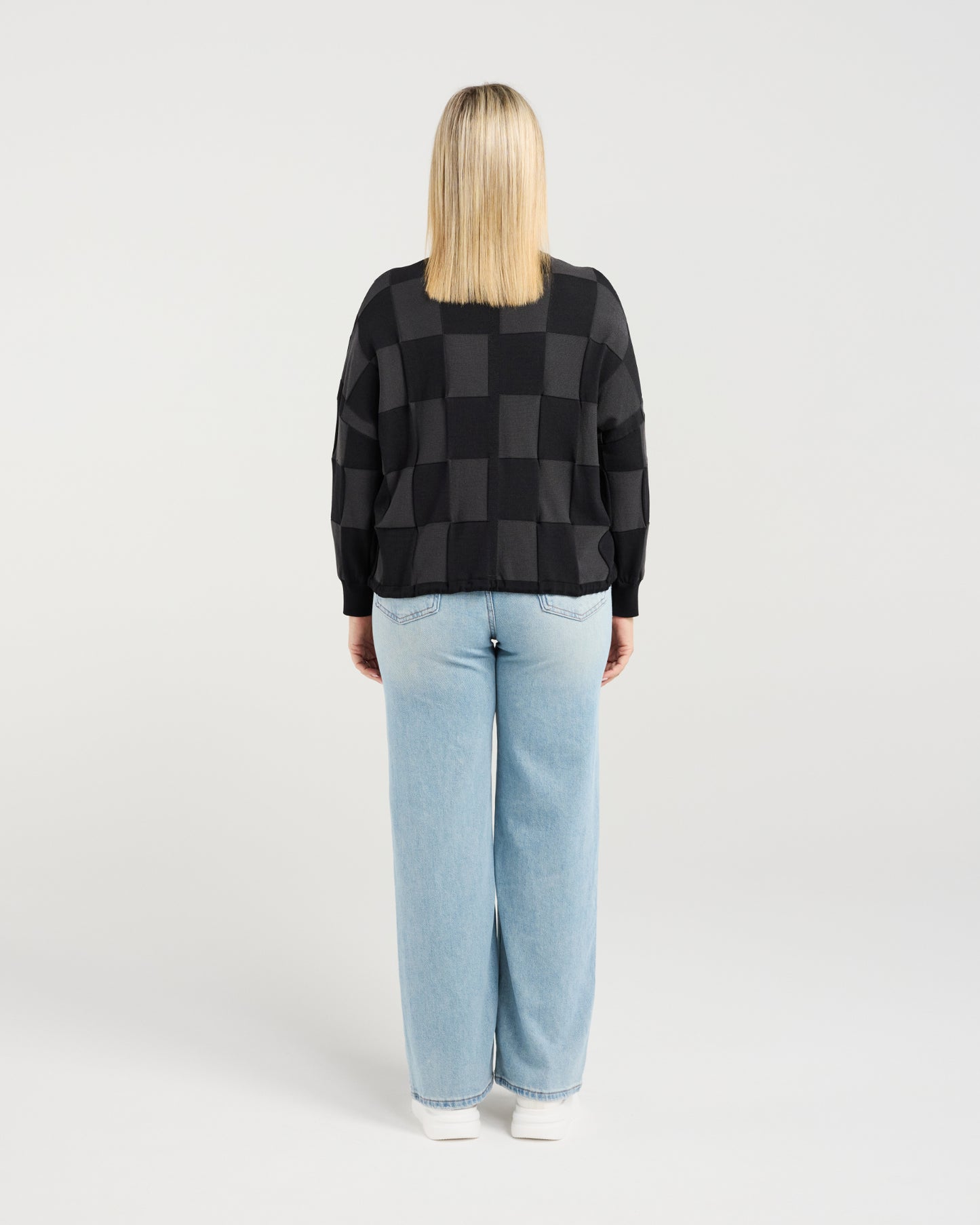 Amaris Grey Check Knit Z4080-1