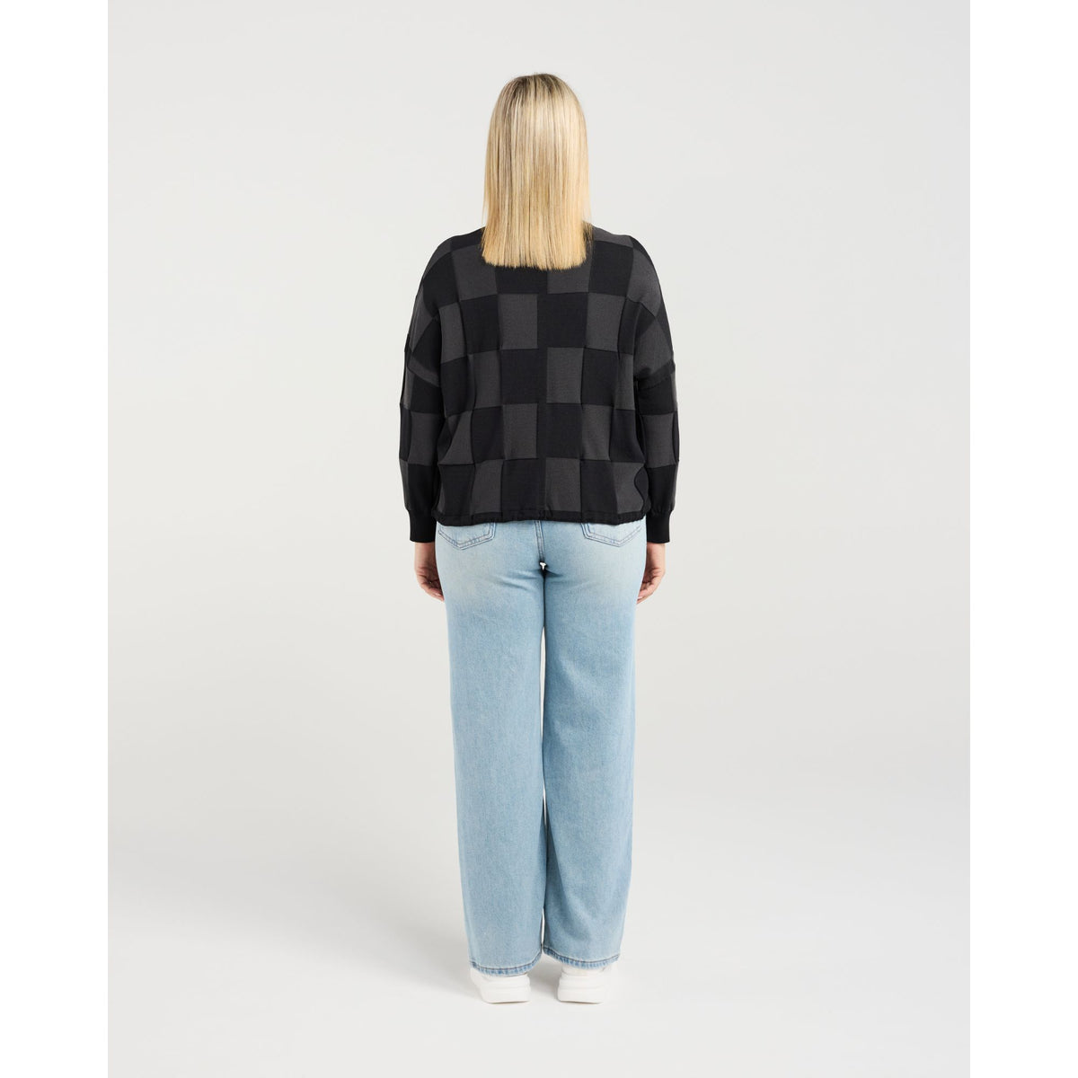 Amaris Grey Check Knit Z4080-1