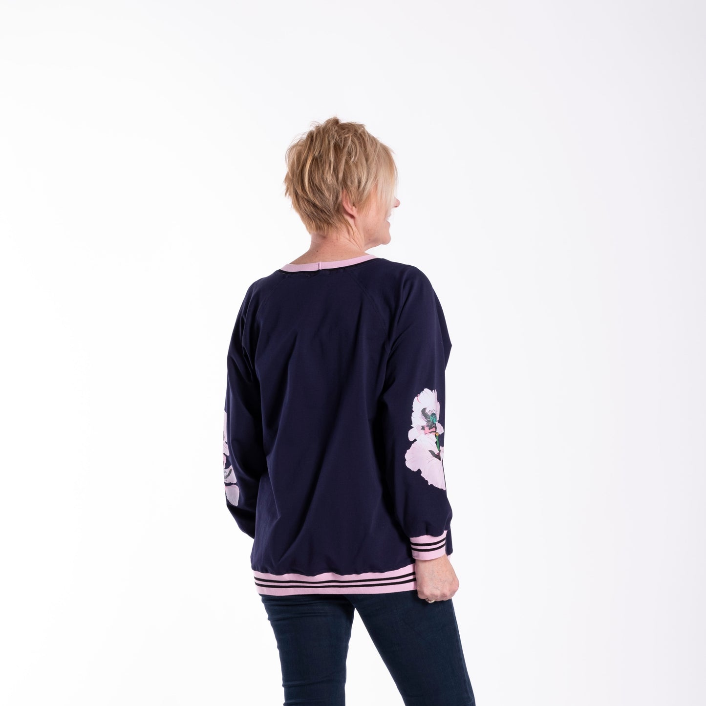 Navy/Pink Flower Team Sweater JW26-124