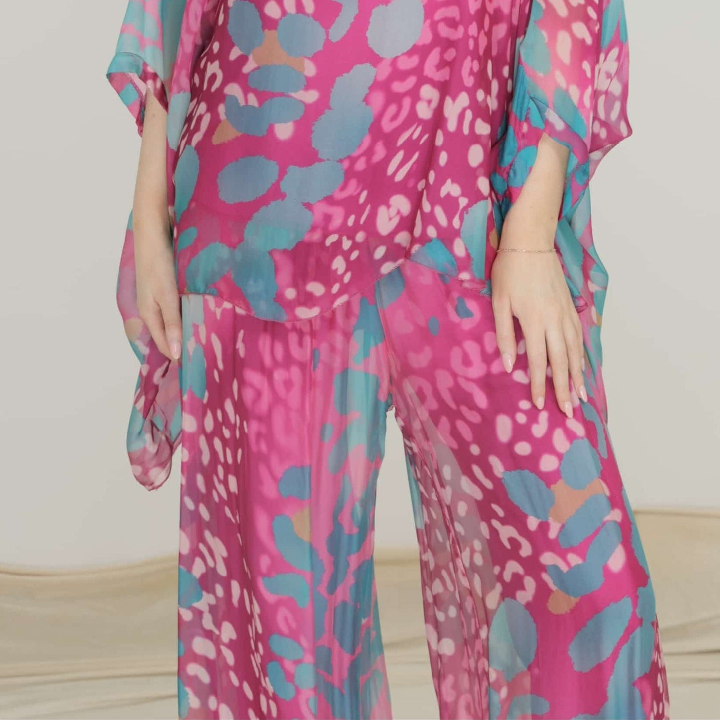 Hot Pink Viscose/Silk Pant