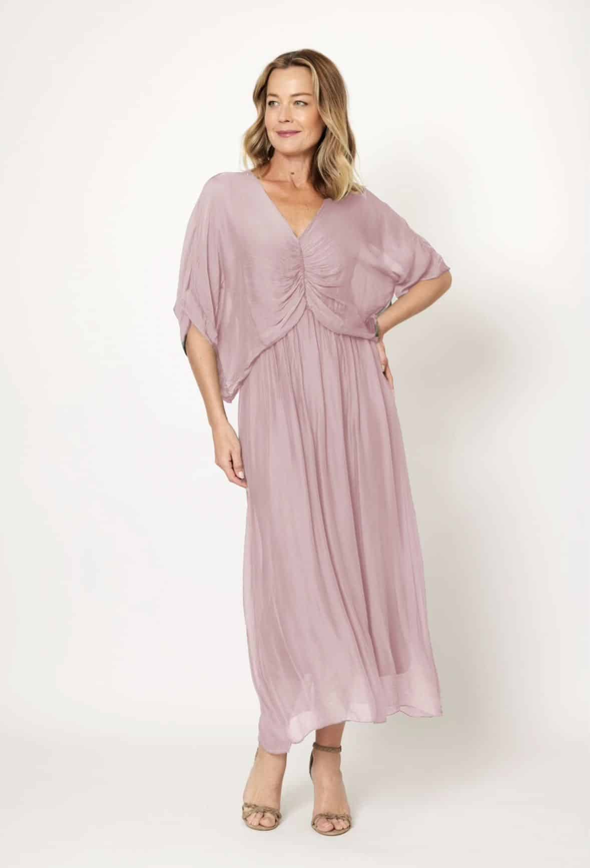 Silk/Viscose Rosa Ruch Dress LSD24-475