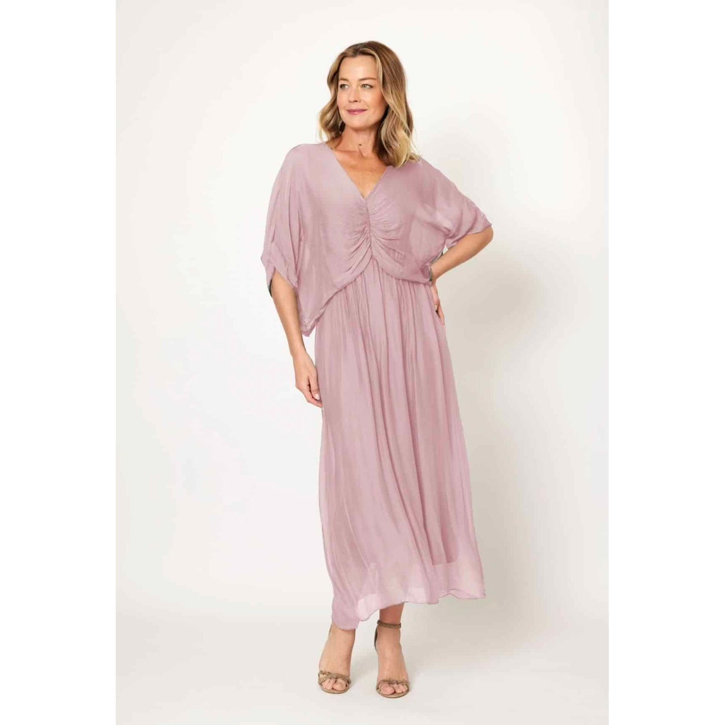 Silk/Viscose Rosa Ruch Dress LSD24-475