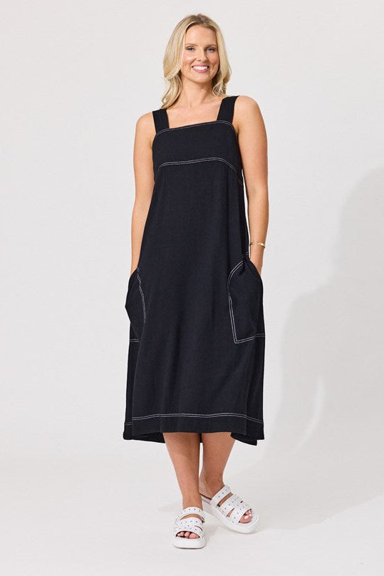 Gabi Black Linen Dress LTD436