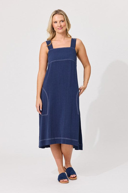 Gabi Navy Linen Dress LTD436