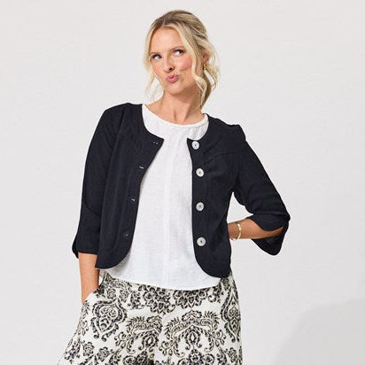 Amalfi Black Linen Jacket LTD456