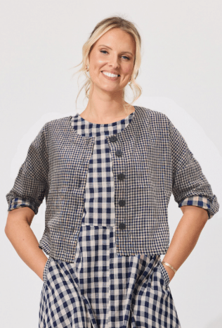 Thelma Navy Gingham Jacket LTD453