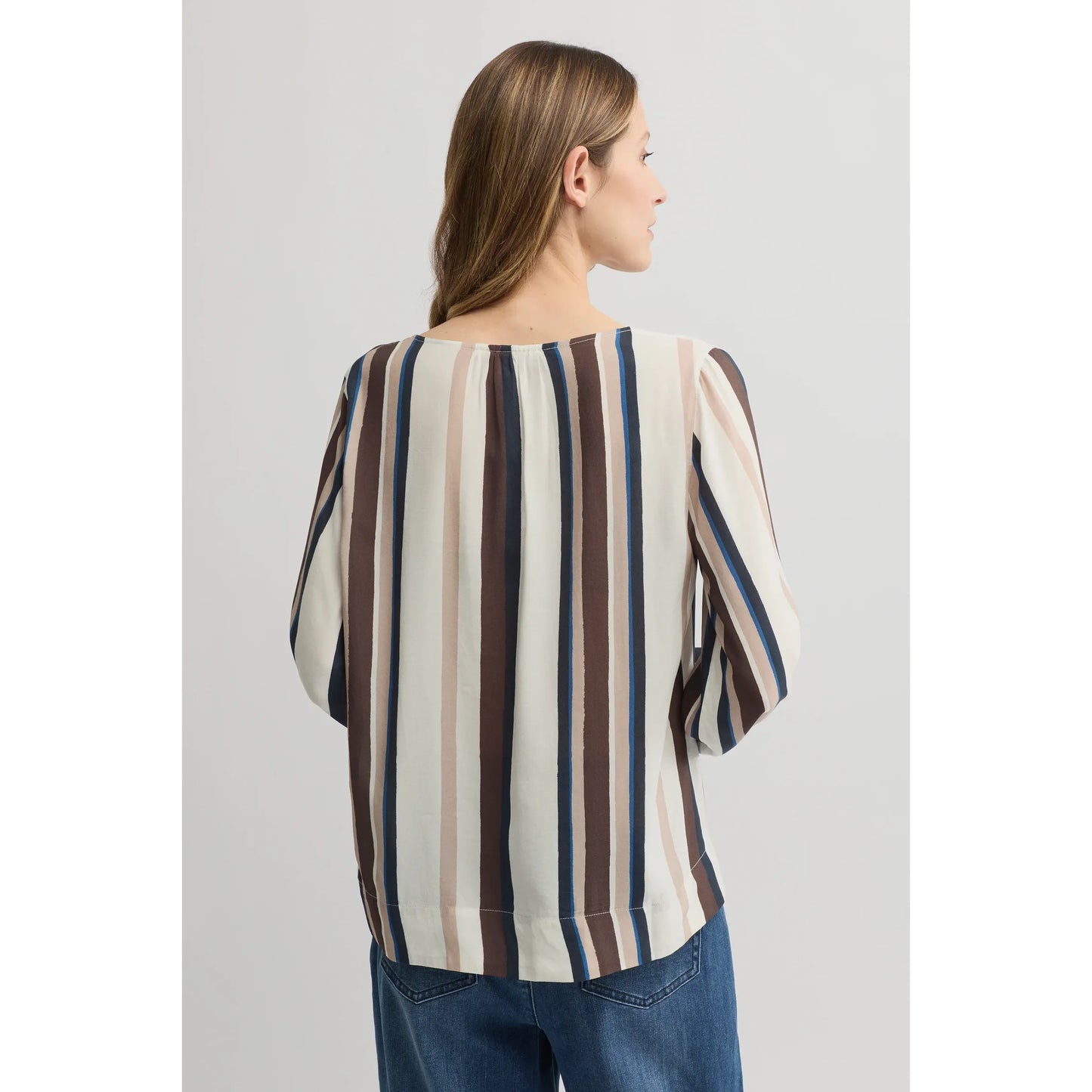 Inprint Truffle Stripe Blouse YT4347