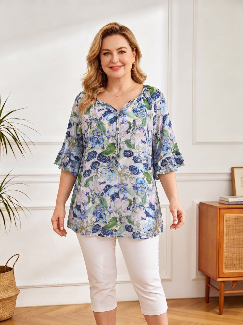 GLAM Cotton Tie Front Top 2653