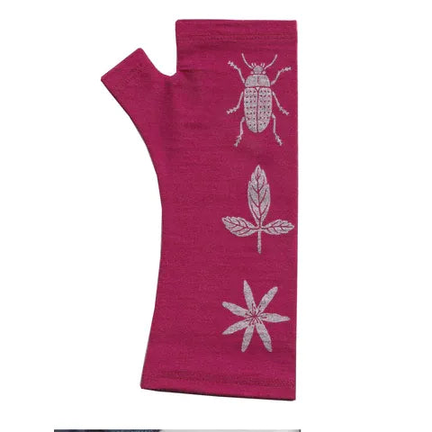 Fuchsia Print Fingerless Gloves