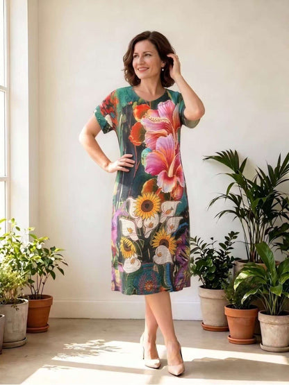 Round Neck Cotton Dress 2612R