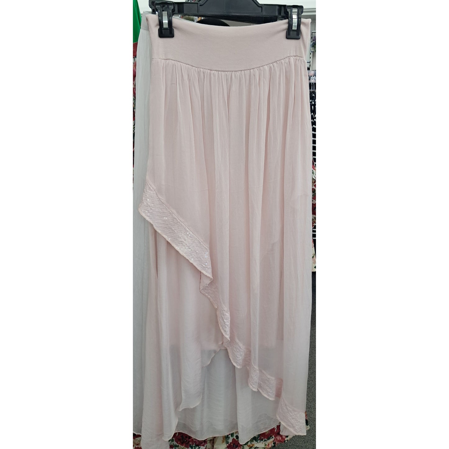 Perla Baby Pink Silk Skirt