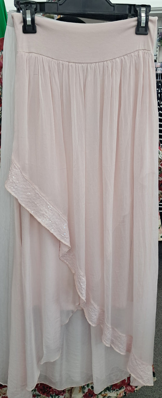 Perla Baby Pink Silk Skirt