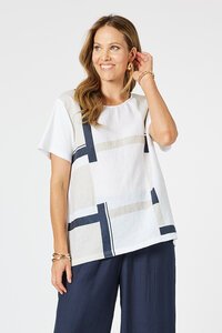 Clarity Geometric Top White/Navy