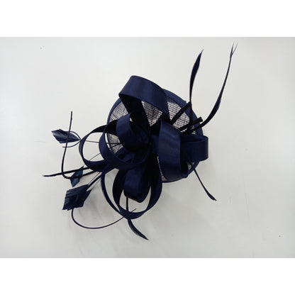 Fascinator Medium Ribbon Bow Navy