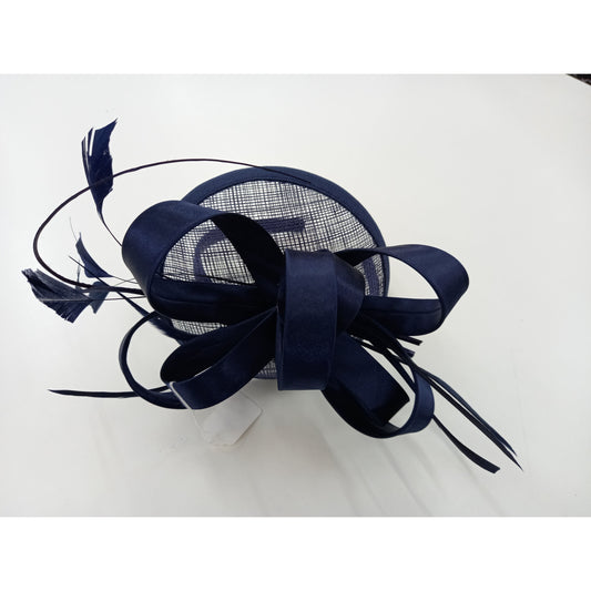 Fascinator Medium Ribbon Bow Navy