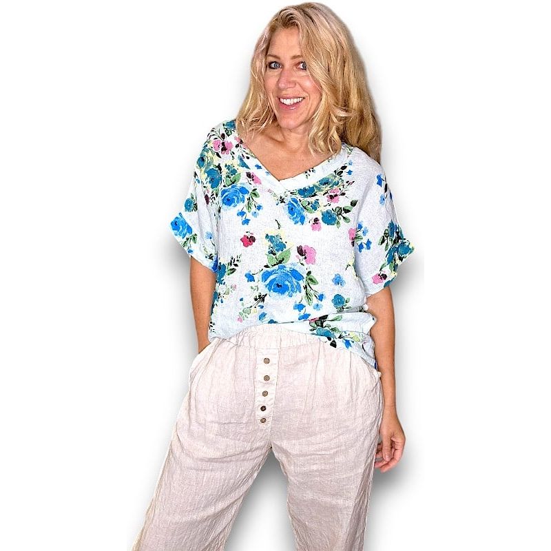 Fiesta Rose V-Neck Miranda Top