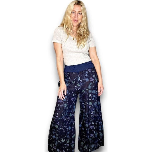 Wild Garden Elastic Waist Linen Pant