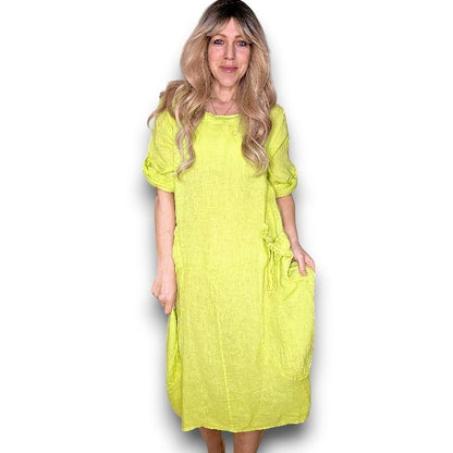 Plain Button Sleeve Maxi Dress