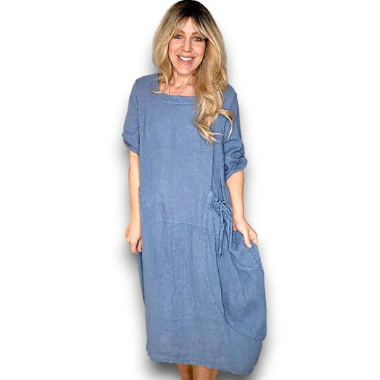 Plain Button Sleeve Maxi Dress