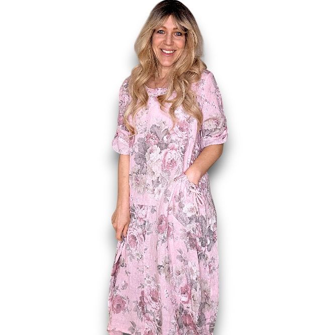 Scarlett Rose Button Sleeve Maxi Dress
