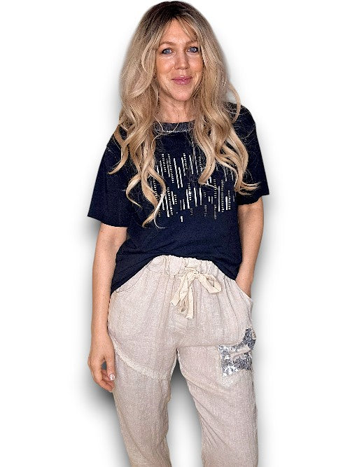 Helga May Diamante Stripes Tee