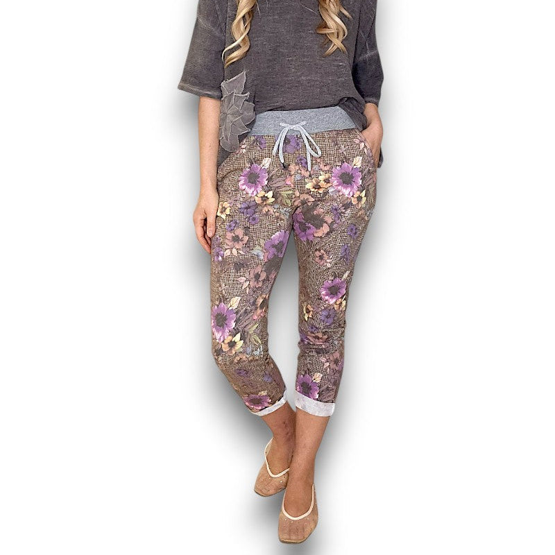 Cornelia Floral Houndstooth Jogger