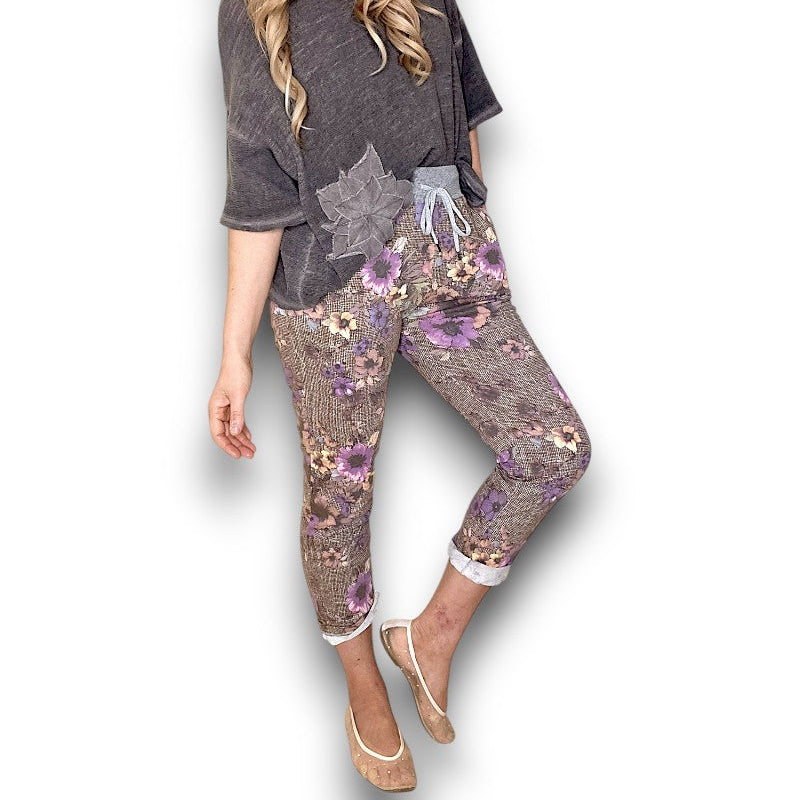 Cornelia Floral Houndstooth Jogger