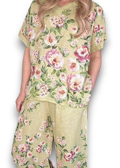 Ruby Blossom Linen Top