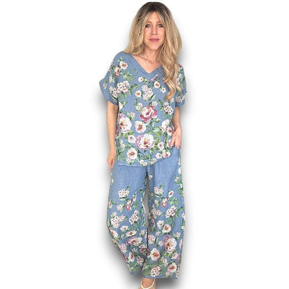 Wide Leg Ruby Blossom Pant