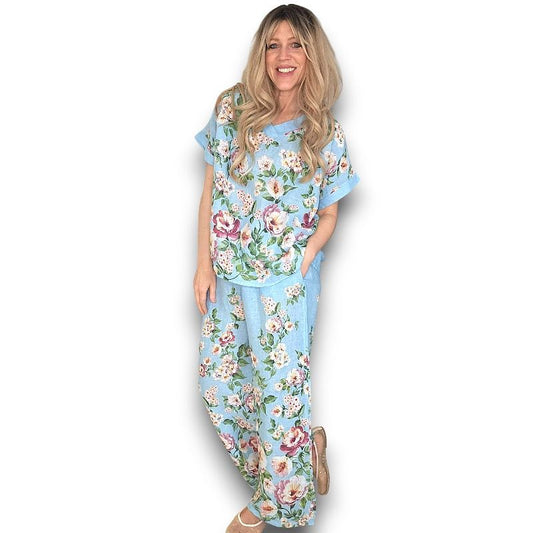 Wide Leg Ruby Blossom Pant