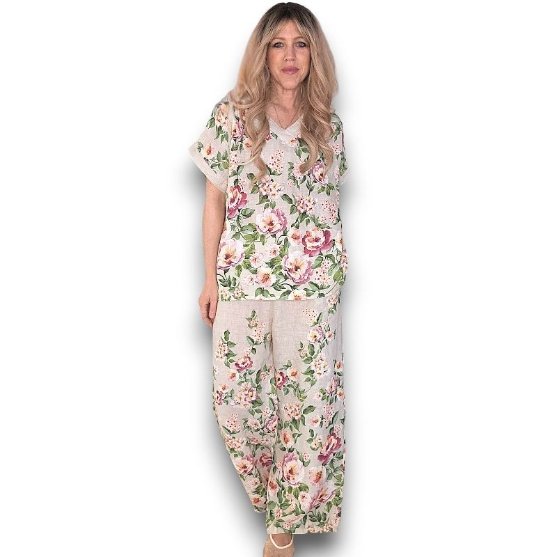 Wide Leg Ruby Blossom Pant