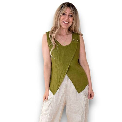 Overlap Linen Tank Top