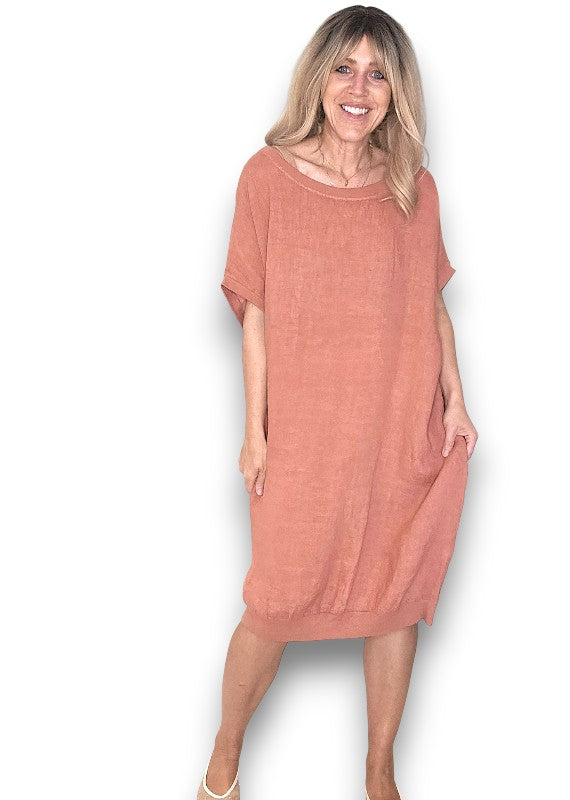 Helga May Plain Elastic Hem Dress