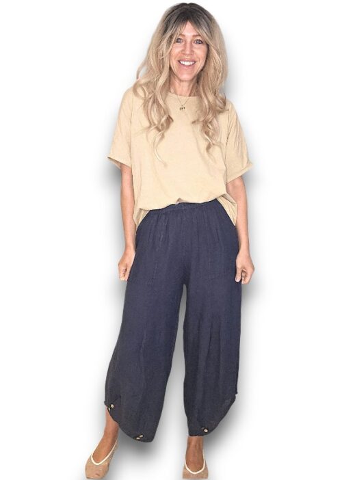 Mini Button Linen Pants