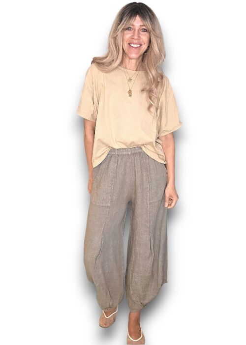 Mini Button Linen Pants