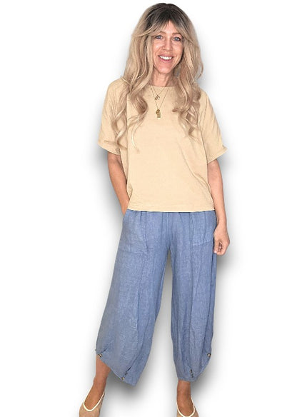 Mini Button Linen Pants