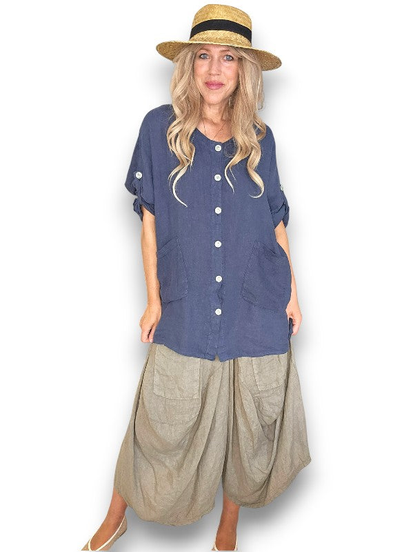 Helga May Pearl Button Top